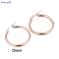 Classic 25mm stainless steel hoop earrings in rose gold finish for women - 25mm (KE102870-WGJM) / Rose Gold