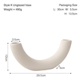 U-shaped minimalist matte ceramic vase in cream white, K model style for home decor - Biscuit White - Style K