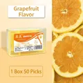 Grapefruit flavored dental floss picks, 50 pieces set in a portable warm yellow storage case - 50 Pcs/Box Grapefruit Flavor