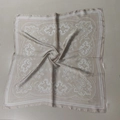 Beige paisley print square silk scarf with floral pattern and striped borders - New Cashew Rice Square Towel / 65