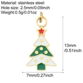 Colgante de árbol de Navidad en esmalte y acero inoxidable con estrella dorada - Árbol de Navidad (G2)