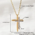 Ciondolo collana croce placcato oro con zirconi su sfondo marmo bianco - Stile Doppia Croce Bicolore Oro e Argento (NAB09-6) / Oro/Argento