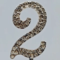 Number 2 silver alloy hairband with sparkling rhinestones for birthday party decor - Number 2 Topper / Silver