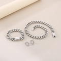 Set di gioielli a catena cubana in argento lucido con collana, bracciale ed orecchini - 19*15mm Orecchini / 13mm Color Acciaio