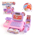 Pink and purple kids cash register toy set with scanner, milk box and play money - Purple and Pink Cash Register Bagged (1K-P)
