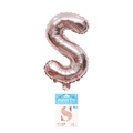16 inch rose gold letter S foil balloon for birthday party decor with retail card - 16" / Rose Gold Letter S (With Backing Card)