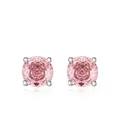 S925 Sterling Silber Ohrstecker mit rosa rundgeschliffenem Edelstein in Vier-Krallen-Fassung - 925er Silber / Morganit-Orange (8MM)