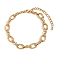 Tobillera de acero inoxidable chapado en oro 14K con cadena en O y cierre de langosta - Dorado