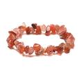 Detailed view of handmade irregular red agate stone bracelet with elastic cord design - Red Agate