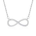 Silver infinity pendant necklace with clear zircon stones on a white background - 925 Silver / White Gold