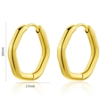 Minimalist gold geometric hexagonal hoop earrings with mirror polish finish measuring 18mm - Mirror Polished Hexagon Hoop Earrings (E723-GO)