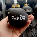 Funny matte black Christmas ornament with white handwritten text and gold metal cap - Style K - Black Single