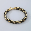 Men's Byzantine link bracelet in black and gold stainless steel with lobster clasp - Black & Gold