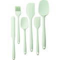 6-piece light mint green silicone baking spatula set with integrated cream scrapers and brush - 6-Piece Set / Morandi Green