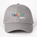 Gorra de béisbol de algodón gris claro con estampado multicolor France 2024 frontal - Gris