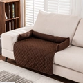 Waterproof dark brown pet sofa protector with diamond quilting and raised bolster cushions - Coffee