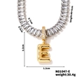 Detailed dimensions of gold letter E pendant on zircon tennis chain with size markings - Letter E Shape Style (N01047-E)