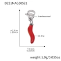 Red chili pepper pendant in stainless steel with oil drip finish and 18k gold plating - Chili Pendant / Steel