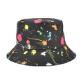 Close-up of black bucket hat featuring vibrant neon paint splatter patterns and durable fabric - M (56-58cm) / Neon Paint Splatter Style (8#)