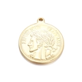 18K gold-plated French coin pendant with embossed portrait and République Française text - French Republic Portrait Coin (Style 1)