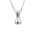 Polished silver alphabet pendant necklace with chunky water drop design on box chain - Letter I (Pendant Only)