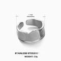 Anello regolabile in acciaio inossidabile argento con superficie martellata e diametro di 1,7 cm - Stile Standard (3.5g) / Color Acciaio