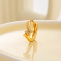 Elegant gold double-row huggie hoop earring featuring a zircon star charm - Star Gold (Single Piece)