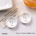 Miniature blue and white porcelain plates with fish and lotus pattern for dollhouses - Small Size - Koi Pattern