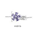 Detail view of flower stud earring with purple zircon petals and screw back ball closure - Purple Flower Style