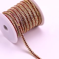 Three-row rhinestone claw chain in dark red and AB crystal with golden base - 1 Yard/Pack / Gold Base AB+Large Red