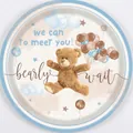 Detail of disposable paper plate with teddy bear and balloon for kids birthday party - Paper / Baby Round Paper Plate / 9 inch