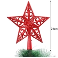 Puntale per albero di Natale rosso da 21cm traforato con glitter su un ramo - Stile Vuoto / 21cm / Rosso