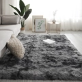 Nordic minimalist plush rug in deep grey, soft shaggy carpet for cozy living room floors - Tie-dye Smoky Gray (upgraded Version Thicker And Denser) / Custom Size (Contact Service)