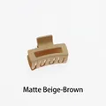 Detailed macro view of the matte beige coffee mini square claw clip with spring hinge - Matte Beige Coffee