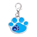 Zinc alloy dog paw pet ID tag with blue enamel and sparkling crystals in silver finish - Paw Shape / Blue