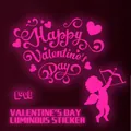 Luminous Valentine's Day wall stickers with Happy Valentine's Day text and pink hearts - Valentine Glow Mix Set