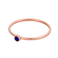 Minimalist 18K rose gold plated ring featuring a small round deep blue zircon stone - US 5 / Dark Blue - Rose Gold Band
