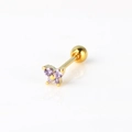 Detailed macro view of a butterfly cartilage stud earring with golden-purple zircon stones - Purple Zircon
