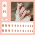 Rosa Ombre Kunstnägel mit 3D-Schleifen, Perlen und Aurora-Glitzer im Z363 Design - Kleber-Typ / Perlenschleife Rosa Verlauf (Z363)