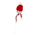 Disco ball drink stirrer with a festive red knit hat and striped scarf detail - 4cm Mirror Ball Stirrer With Red Christmas Hat