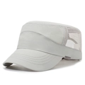 Light gray quick-dry flat top military cap with breathable mesh side panels and Sport tag - Light Gray