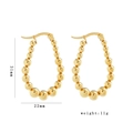 Polished gold beaded oval hoop earrings featuring gradient sizing, 31mm length design - Oval (HXS-B1028) / Gold