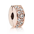 Sparkling rose gold spacer bead with clear micro-pave zirconia for DIY jewelry - 028-Stopper (Rose Gold Pave White Stone)