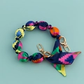 Colorful geometric silk satin woven strap with gold metal buckles and knotted design - Colorful Geometric (B110-A)