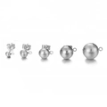 Polished stainless steel ball stud earrings with loops in five different sizes - 4mm / Steel