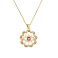 Collana Evil Eye dorata con occhi in smalto colorato e zirconi bianchi su sfondo bianco - Stile Petalo-Rosso (CN001591YH)