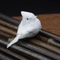 Realistic white feathered robin bird ornament with soft flocking for Christmas tree decor - Mini Clip Style / White