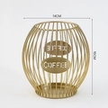 Cesto dorato in ferro per capsule caffè con logo COFFEE traforato, altezza 15 cm - Piccolo / Oro