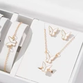 Ensemble de bijoux papillon dorés avec collier et boucles d'oreilles en boîte - 3040
