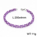 Bracciale bizantino da 4mm in acciaio inossidabile viola e argento con chiusura a moschettone - Bracciale Viola (KB148894-Z)